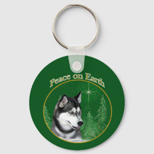 Porte-clés Sibérie Husky (noir) Paix