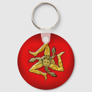 Porte-clés Sicilian Trinacria in Gold on Heart