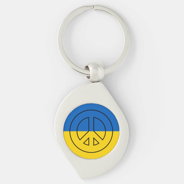 Porte-clés Signal de paix du drapeau ukrainien (Devant)