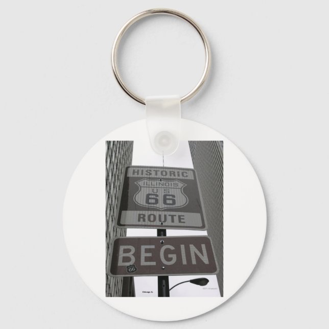 Porte-clés Signal officiel de début de la route 66 (Recto)
