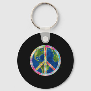 Porte-clés Signe de liberté de hippie rétro Paix 60 70 Pas de