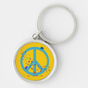 Porte-clés Signe de paix avec des couleurs d'arc-en-ciel