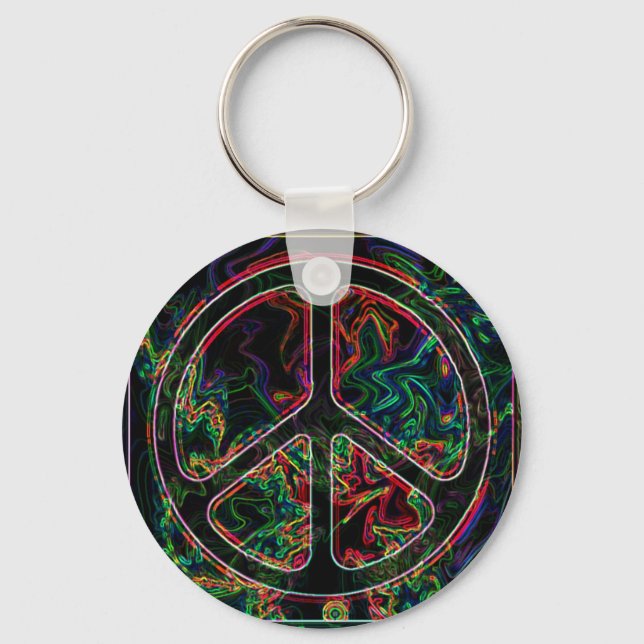 Porte-clés signe de paix psychédélique (Recto)