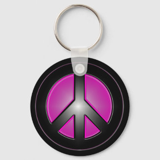 Porte-clés signe de paix rose