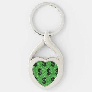 Porte-clés Signe dollar noir argent entrepreneur Wall Street