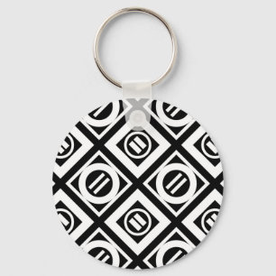 Porte-clés SIGNE ÉGAL BLANC Motif géométrique en noir