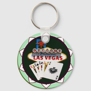 Porte-clés Signe Las Vegas & Cartes Poker Chip