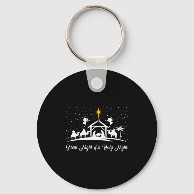 Porte-clés Silent Night Holy Night Nativity Scene Christian C (Recto)