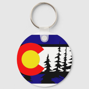 Porte-clés Silhouette d'arbre de drapeau du Colorado