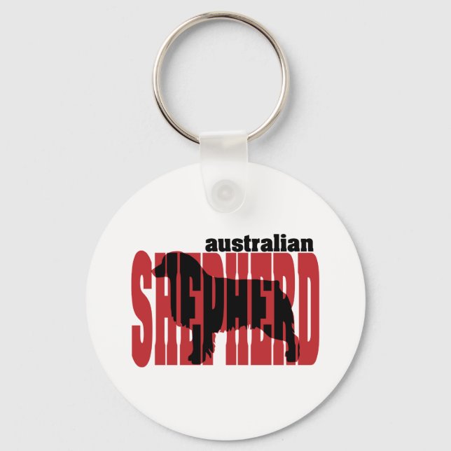 Porte-clés Silhouette de berger australien (Recto)