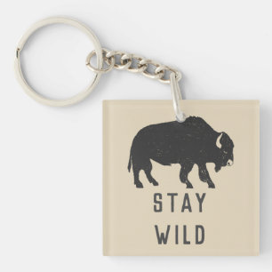 Porte-clés Silhouette de buffle sauvage restez