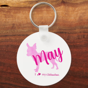 Porte-clés silhouette de Chihuahua rose pastel per
