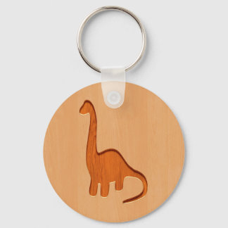 Porte-clés Silhouette de dinosaure gravée sur bois