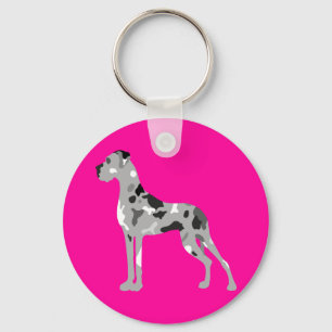 Porte-clés Silhouette de Dogue Allemand gris tigré