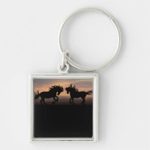 Porte-clés Silhouette des chevaux sauvages