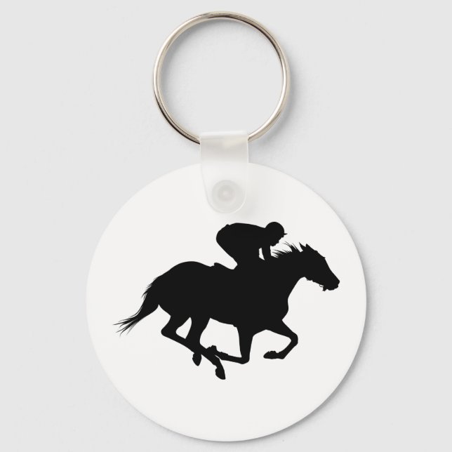 Porte-clés Silhouette du cheval de course (Recto)