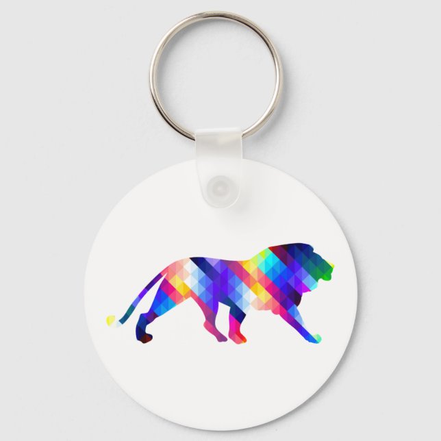 Porte-clés Silhouette géométrique du lion (Recto)