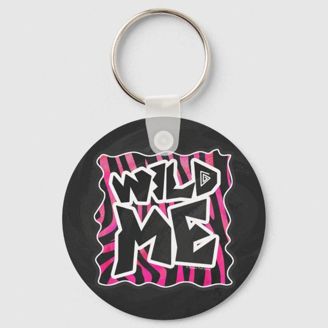 Porte-clés Silhouette noir et rose chaud Zèbre (Recto)