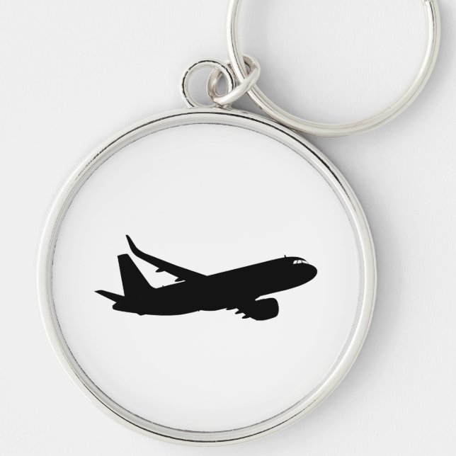 Porte-clés Silhouette noire de Jet Liner d'avion à personnali (Devant)