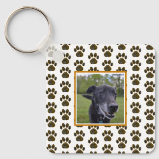 Porte-clés Silhouette Paw Animal Halloween Orange Blanc