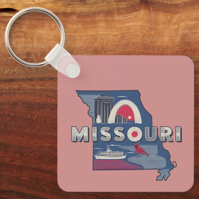 Porte-clés Silhouette rétro Missouri (Recto)