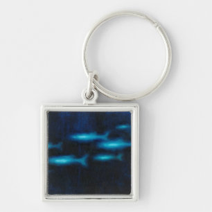 Porte-clés Silhouettes translucides bleues de poissons