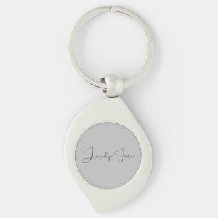 Porte-clés Silver Color Elegant Grey Calligraphy Nom du scrip