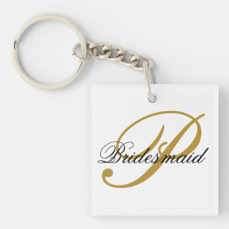 Porte-clés Simple Ajouter Monogramme Custom Black & Gold Brid