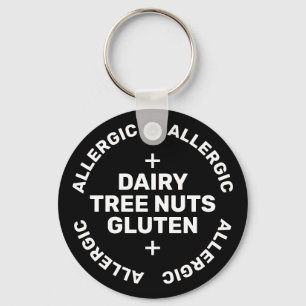 Porte-clés Simple Black White Urgence Contact Alimentation Al