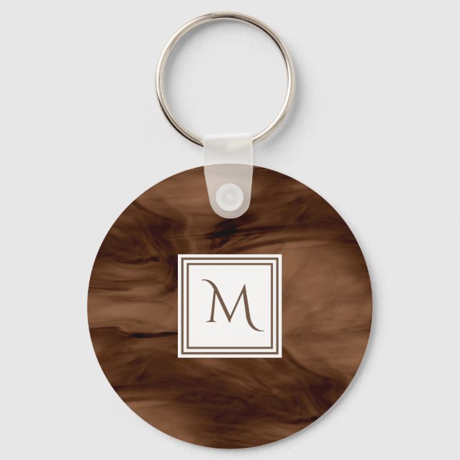Porte-clés Simple Brown foncé Marbre subtil Monogramme modern (Recto)