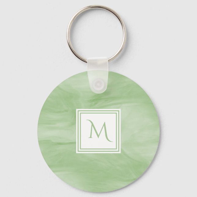 Porte-clés Simple clair vert subtil marbre moderne Monogramme (Recto)