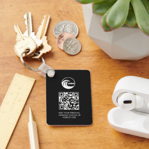 Porte-clés Simple Code QR Noir Logo Entreprise