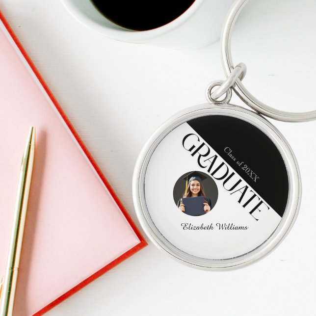 Porte-clés Simple Graduation noir et blanc (Créateur téléchargé)