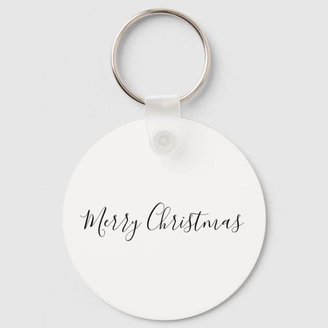 Porte-clés SIMPLE Joyeux Noël MINIMAL Carte Classique Rond (Recto)