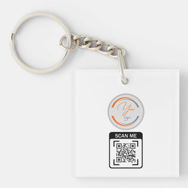 Porte-clés Simple Logo QR Code Business White (Devant)