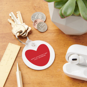 Porte-clés simple mignon coeur rouge personnalisé Saint Valen