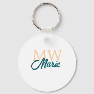 Porte-clés simple minimal ajouter nom monogramme orange bleu