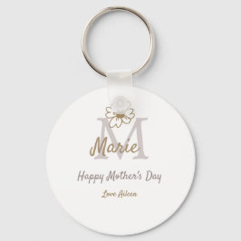 Porte-clés simple minimal mother's day monogram golden gray f