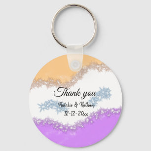 Porte-clés Simple minimaliste merci couple nom texte date cus