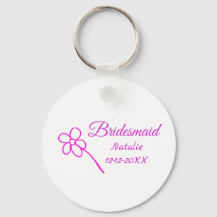 Porte-clés Simple minimum rose bridesmaid ajouter le nom de l