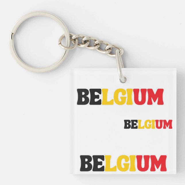 Porte-clés Simple Moderne Belgique National Drapeau Vêtements (Devant)