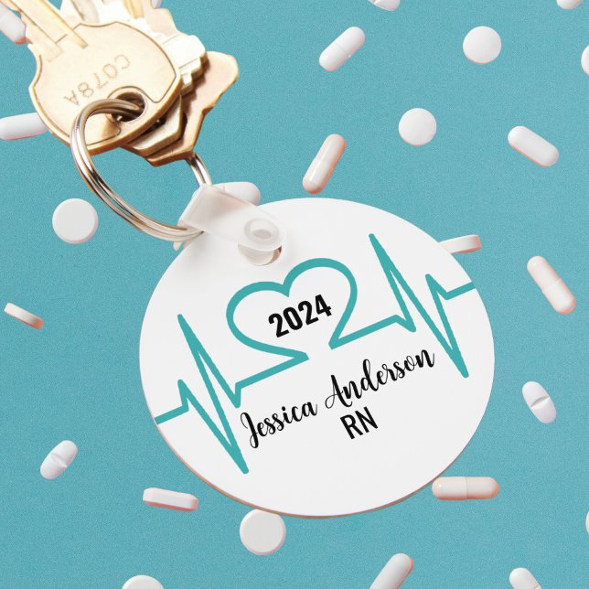 Porte-clés Simple moderne de battement cardiaque docteur infi (Simple Modern Heart Beat Nurse Medical Graduation keychain)