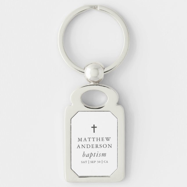 Porte-clés Simple moderne Elegant Cross Baby Baptism (Devant)