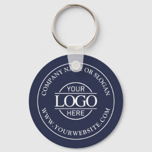 Porte-clés Simple Navy Blue Custom Business Logo promotionnel