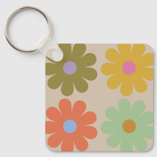 Porte-clés Simple Pastel Vintage Flower Pattern