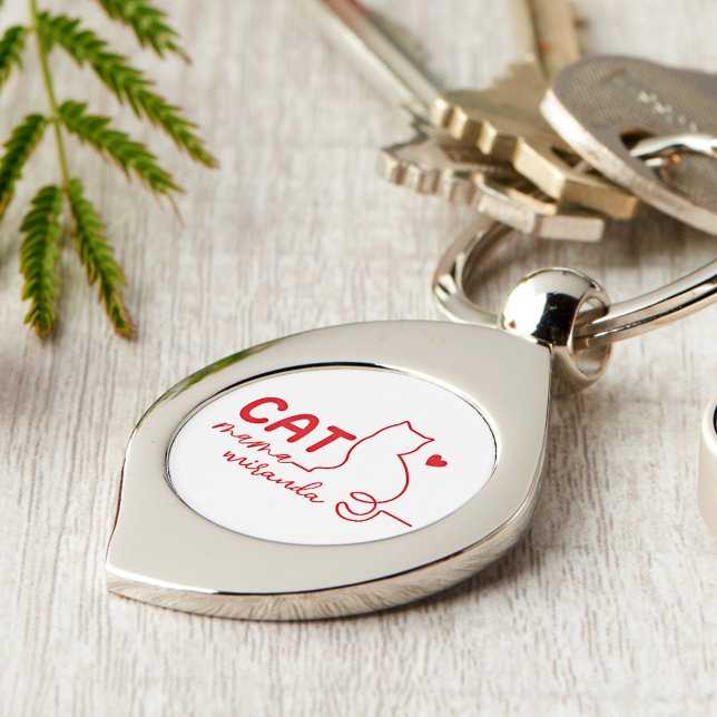 Porte-clés Simple Red Heart Cat Mom Mothers Day (Créateur téléchargé)