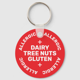 Porte-clés Simple Red White Urgence Contact Alimentation Alle