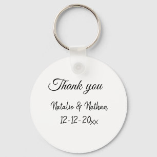 Porte-clés Simple remerciement minimal couple nom texte date 