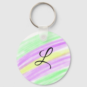 Porte-clés Simple vert violet aquarelle ajoutez votre monogra