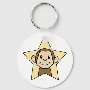 Porte-clés Singe de dessin animé mignon avec un sourire en ét